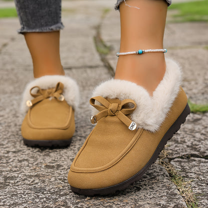 Women’s Fleece-Lined Loafers – Warm Slip-On Winter Shoes