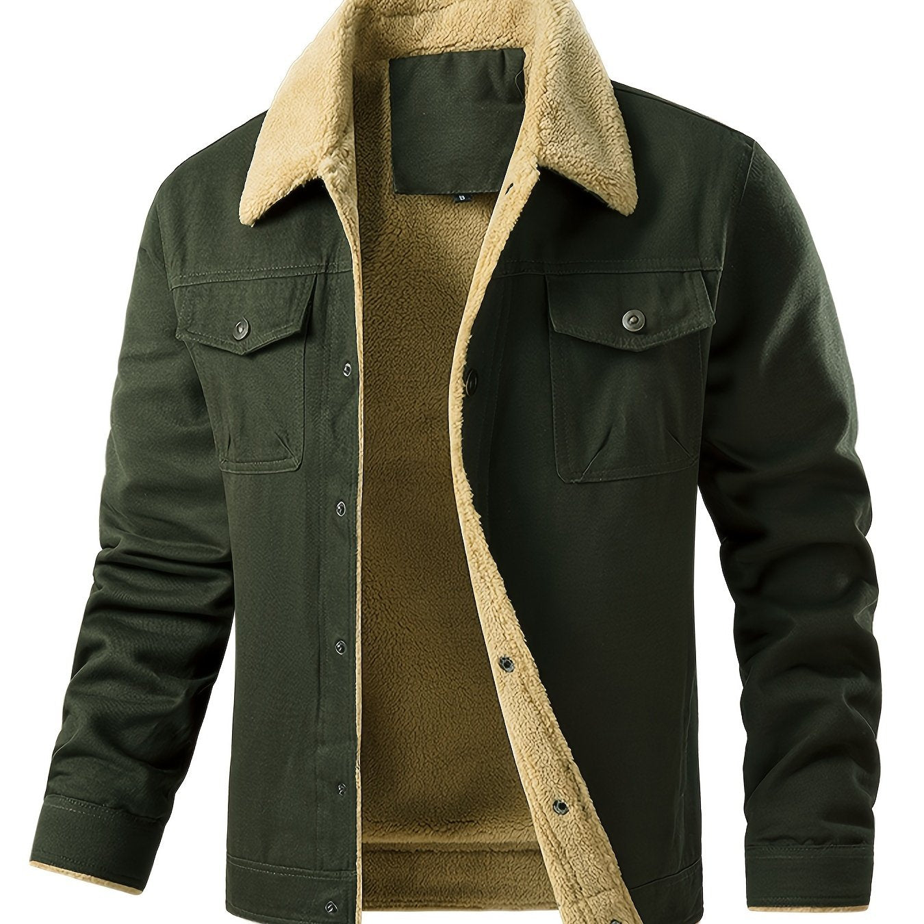 Chaqueta de trabajo para hombre con forro polar - Abrigo con cuello de borreguillo