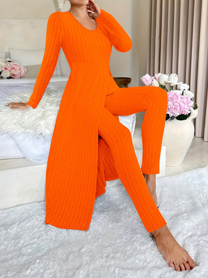 Ensemble deux pièces à carreaux – Haut à manches longues et pantalon assorti pour toutes les saisons
