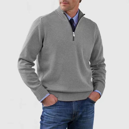 Suéter de cuello alto para hombre Loom & Soul™ – Jersey de punto de invierno ajustado con cremallera en el cuello