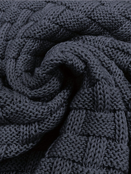 Men’s Waffle Knit Sweater – High Stretch Pullover with Lapel Collar