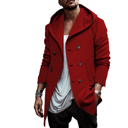 Gabardina con Capucha Cruzada para Hombre – Ajuste Holgado de Largo Medio
