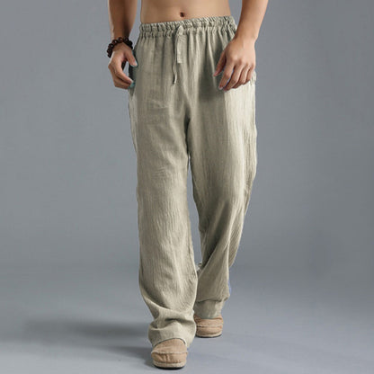 Pantalones de Lino Transpirables para Hombre – Pantalones Deportivos Casuales de Corte Holgado