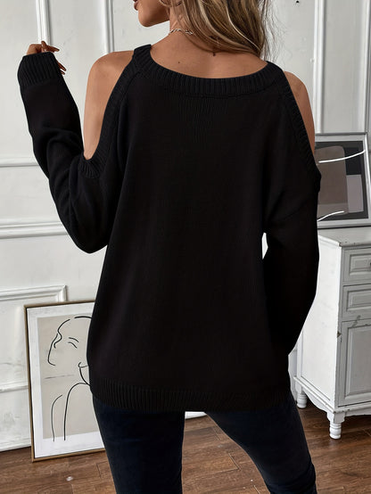 Suéter de punto suave para otoño/invierno con cuello redondo elegante para mujer