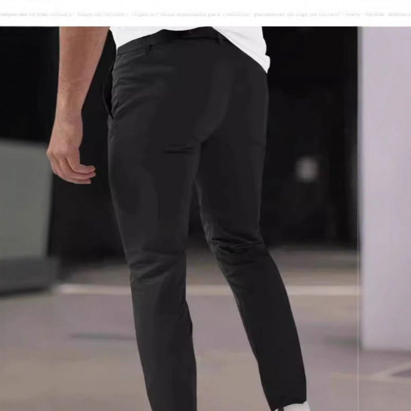 Pantalones de Vestir Cortos Ajustados para Hombre – Cintura Elástica Informal con Forro Polar