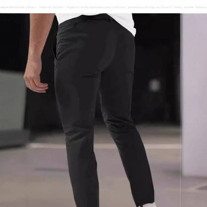 Pantalones de Vestir Cortos Ajustados para Hombre – Cintura Elástica Informal con Forro Polar