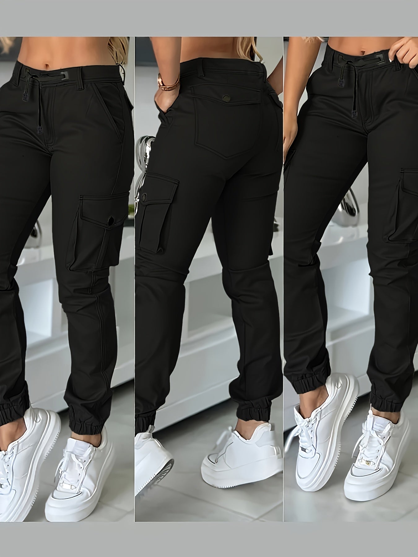Pantalones cargo de mujer de cintura alta – Pantalones de trabajo elegantes para todas las estaciones