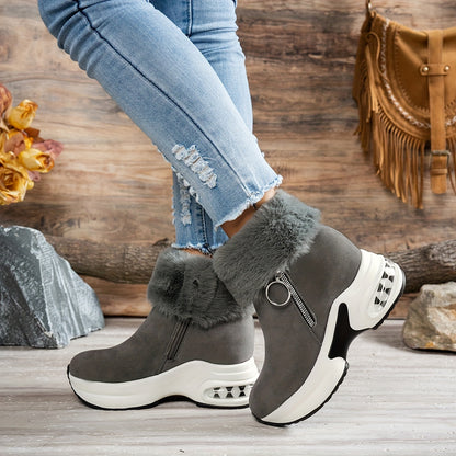 Women’s Platform Ankle Boots – Plush Lined Winter Zip Shoes