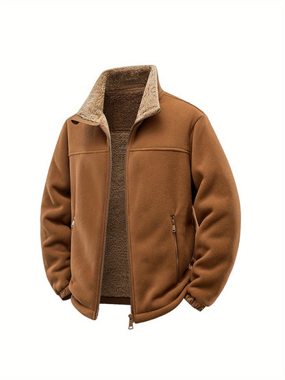 Men’s Fleece Zip Jacket – Warm Wind-Resistant Fall Winter Coat