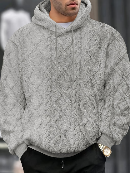 Sweat-shirt à capuche décontracté pour homme – Pull de couleur unie légèrement extensible