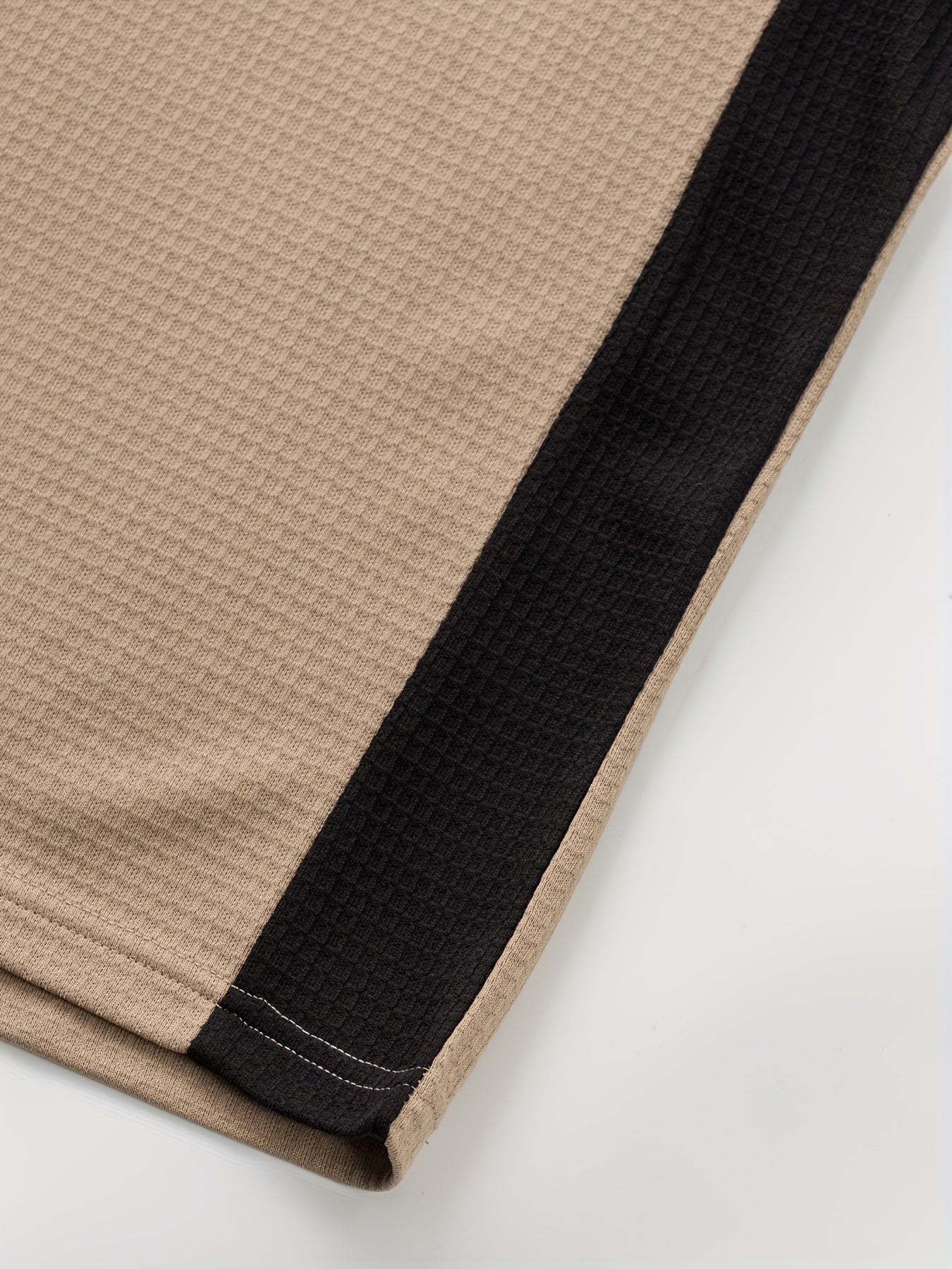 Chemise Henley gaufrée pour homme – Haut boutonnée toutes saisons blanc et noir