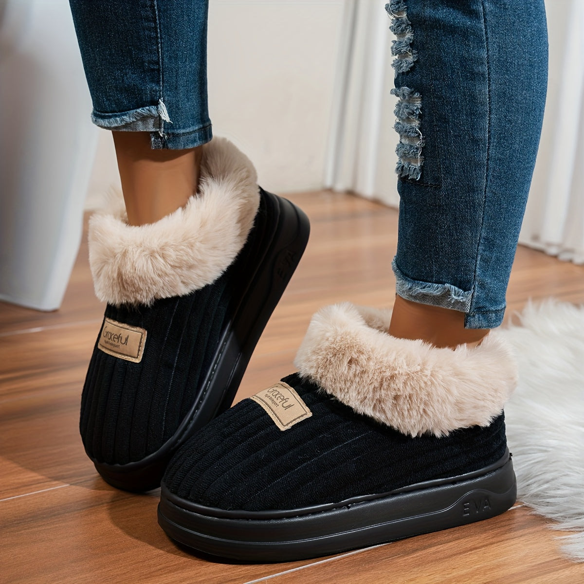 Women’s Thick Sole Slippers – Warm Winter Indoor Comfort