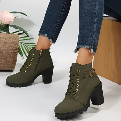 Women’s Thick Heel Ankle Boots – Zip Up Black Comfort Fit