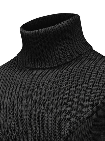 Suéter de cuello alto trenzado vintage para hombre – Jersey de punto clásico
