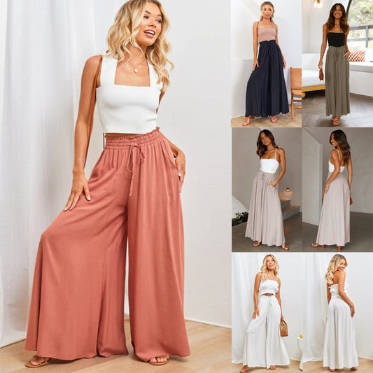Pantalones de salón de pierna ancha Loom & Soul™ – Pantalones de chándal de corte relajado de cintura alta para mujer con bolsillos