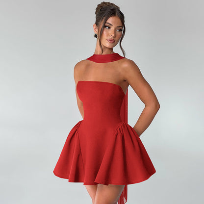 Robe Tubulaire Courte Loom & Soul™ à Glissière au Dos – Robe de Soirée Courte et Sexy Sans Manches pour Femme
