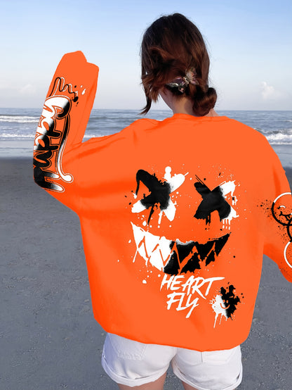Sudadera con letras de grafiti para mujer – Jersey artístico negro para otoño/invierno
