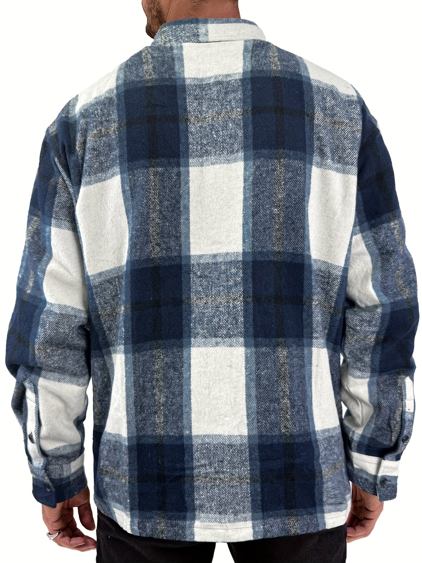 Chaqueta tipo camisa de lana a cuadros para hombre – Sobrecamisa cómoda a cuadros con botones