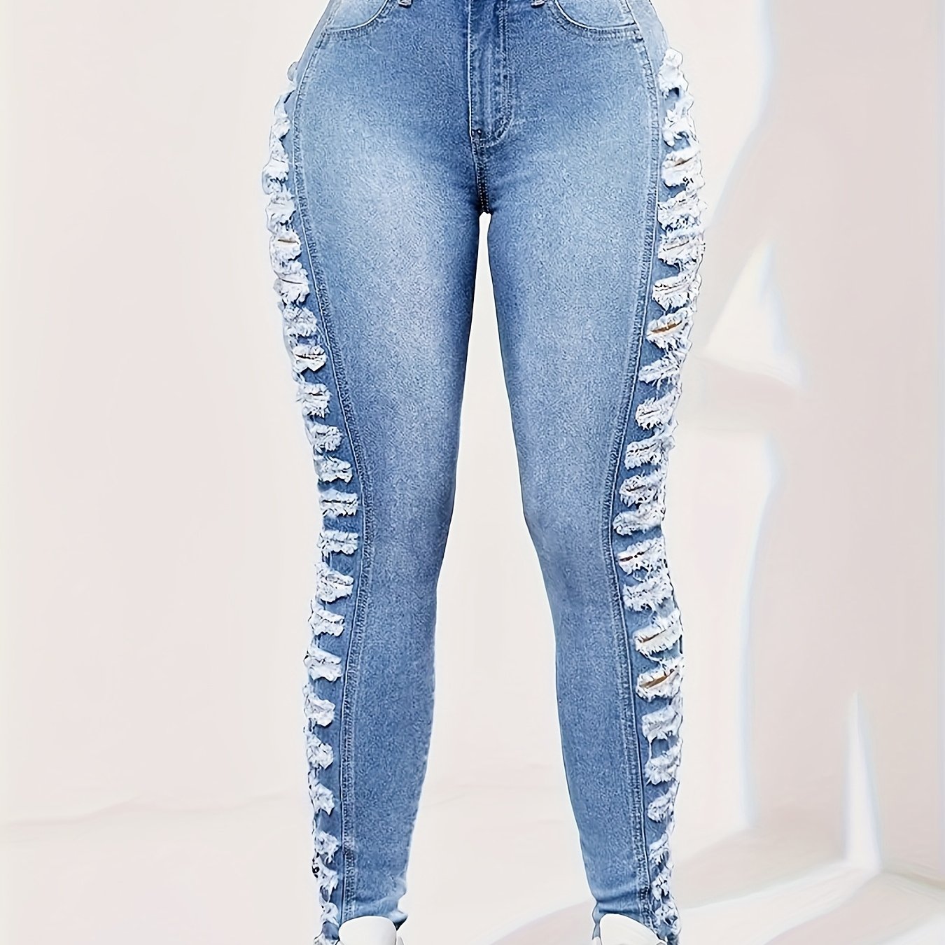 Jeans ajustados de tiro alto rotos – Ajuste elástico esculpido