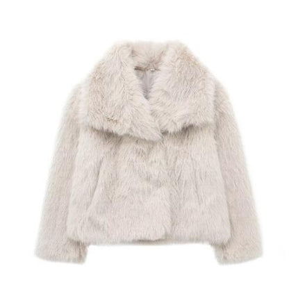 Abrigo de felpa con solapa mullida Loom & Soul™ – Chaqueta de invierno cálida para mujer para una comodidad elegante y sin esfuerzo