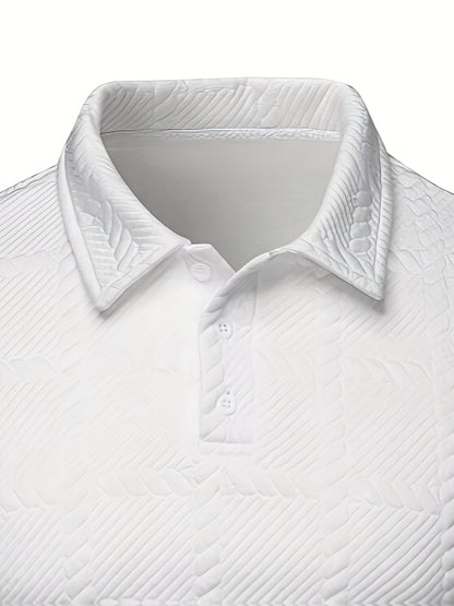 Polo de punto para hombre – Top de manga corta con jacquard geométrico