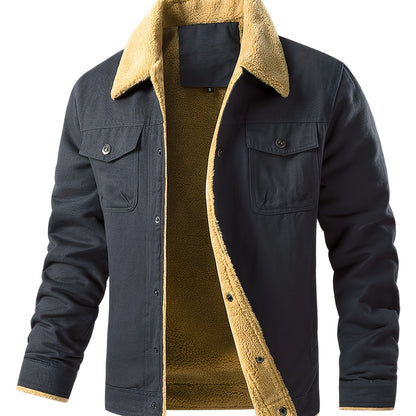 Chaqueta de trabajo para hombre con forro polar - Abrigo con cuello de borreguillo