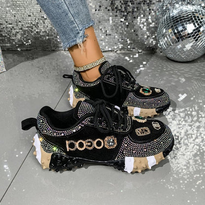 Baskets Femme Détail Doré – Chaussures Décontractées à Lacets Élégantes