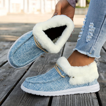 Mocassins à enfiler pour femmes – Chaussures d'hiver décontractées chaudes et antidérapantes avec semelle en EVA