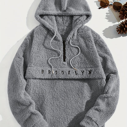 Sweat à capuche en molleton doux pour hommes – Demi-zip « Brooklyn » Pull d'hiver