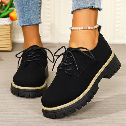 Women’s Business Casual Shoes – Chunky Heel Lace-Up Comfort
