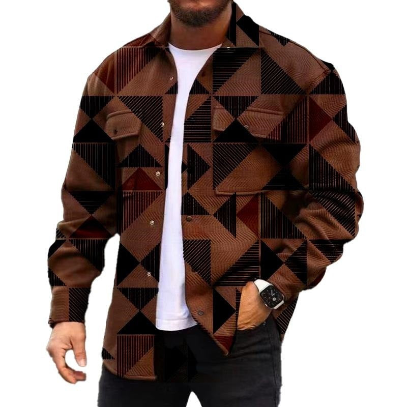 Chaqueta estampada digital 3D para hombre Loom & Soul™ – Camisa informal a cuadros de otoño con un toque de estilo urbano
