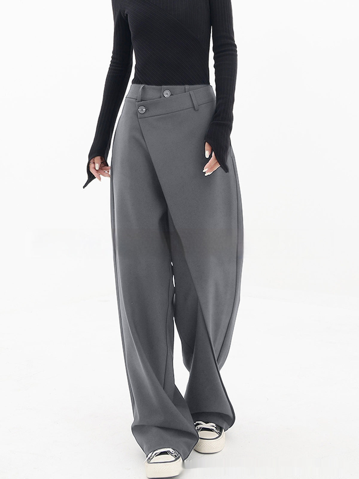 Pantalon large irrégulier Loom & Soul™ – Pantalon ample taille haute pour femme