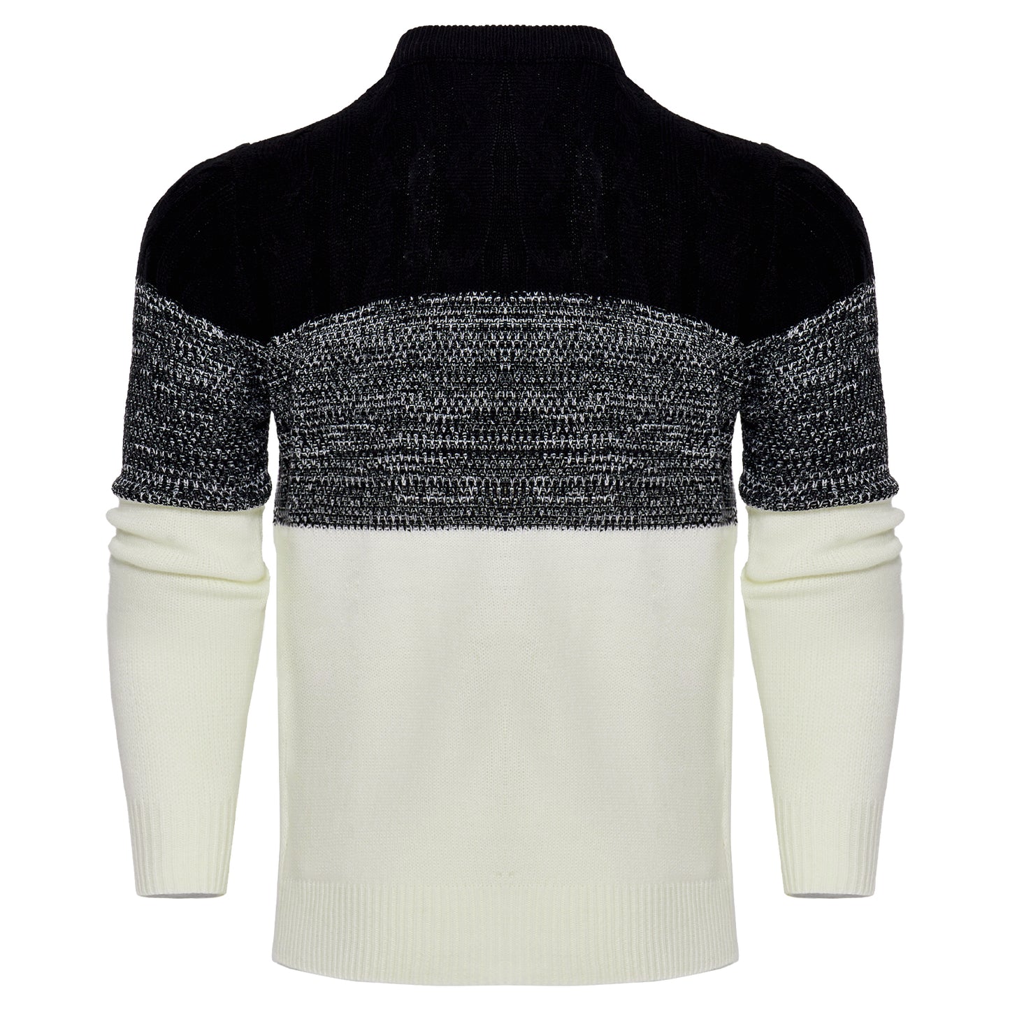 Men’s Color Block Cable Knit Sweater – Long Sleeve Pullover
