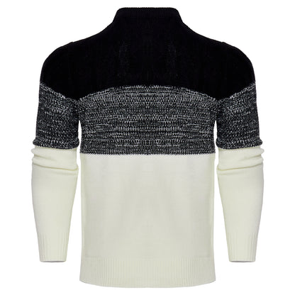 Men’s Color Block Cable Knit Sweater – Long Sleeve Pullover