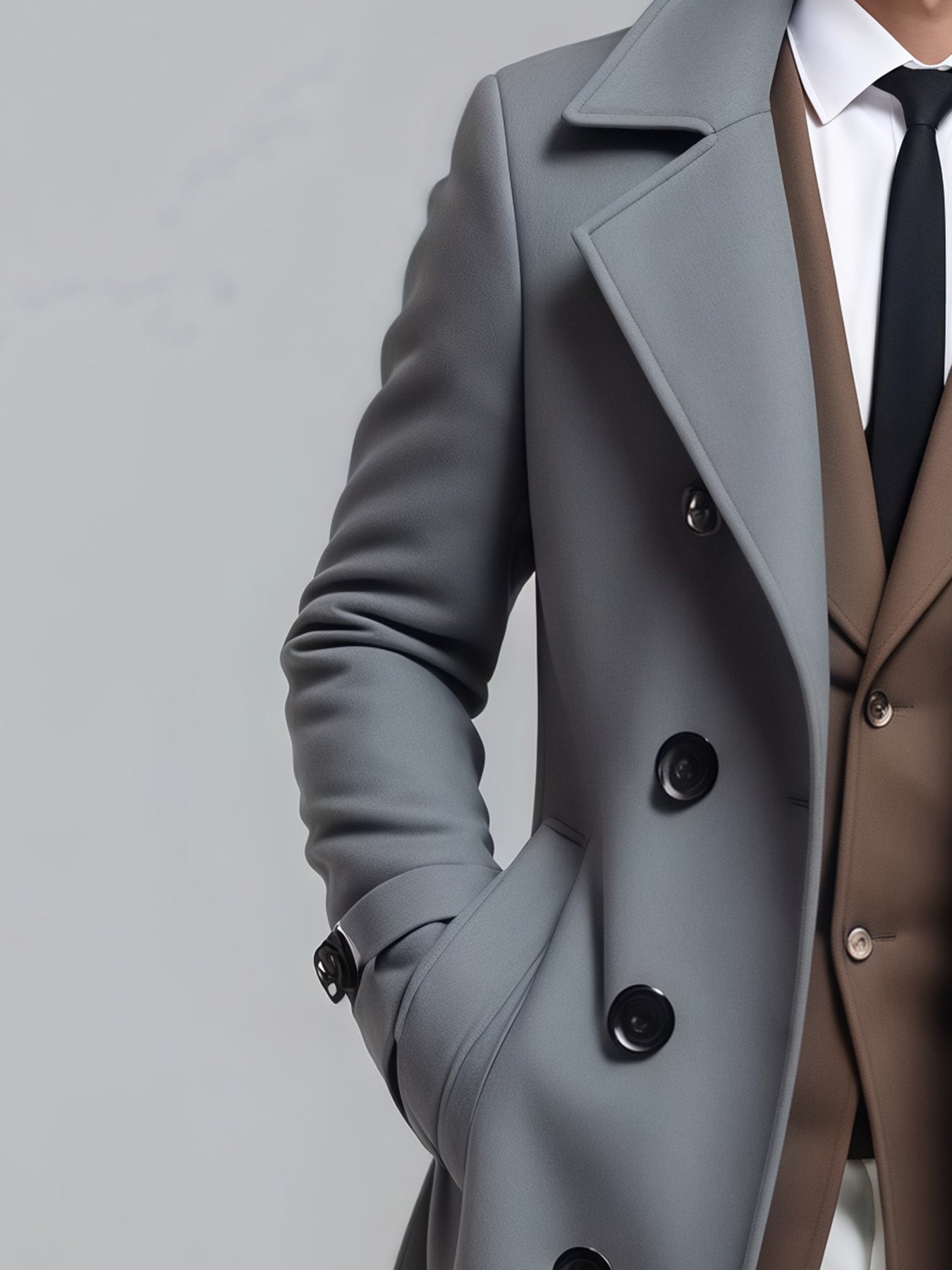 Chaqueta 3 en 1 de hombre de largo medio – Abrigo cruzado