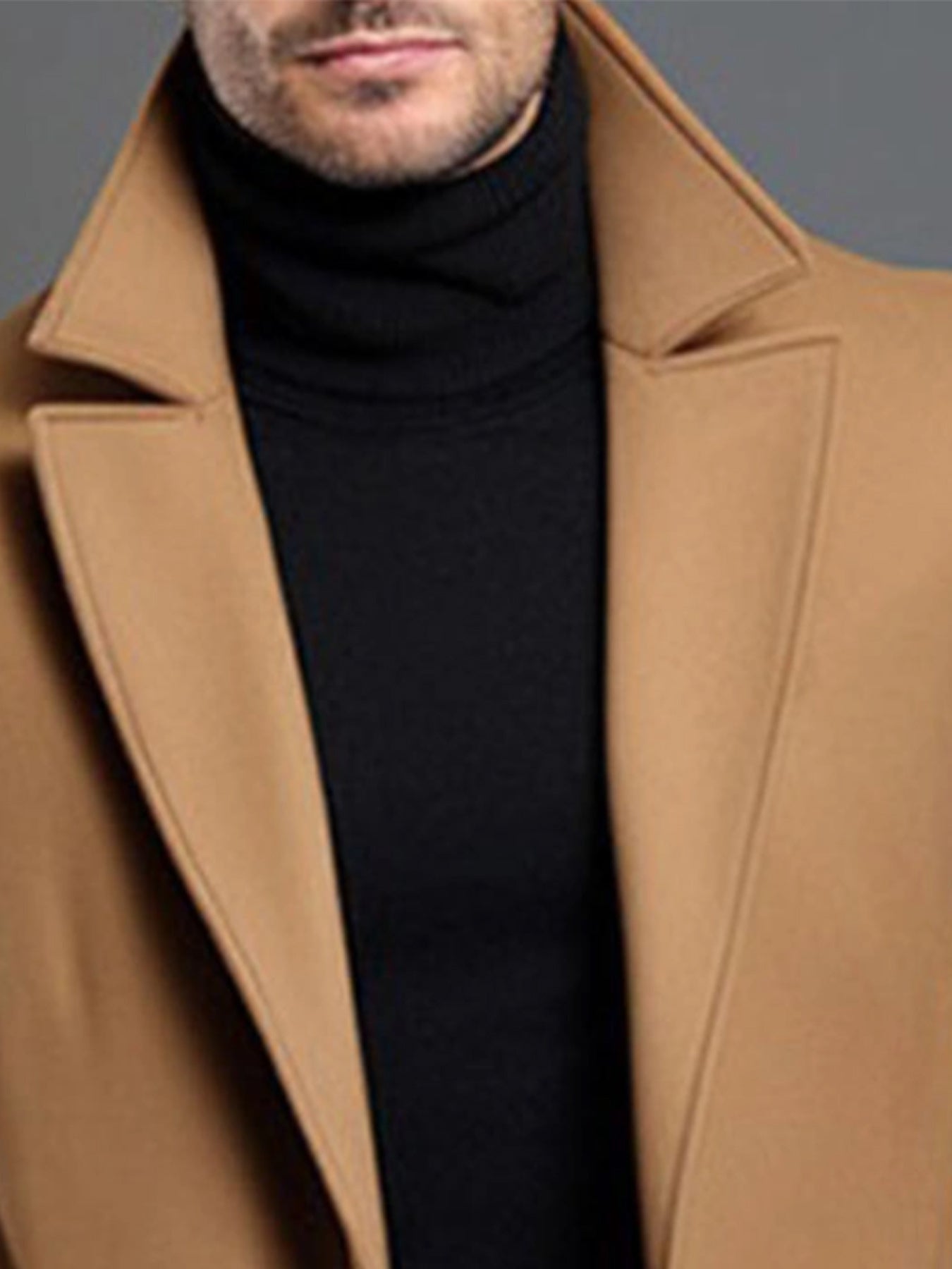 Abrigo clásico de solapa para hombre – Chaqueta de invierno de una sola botonadura