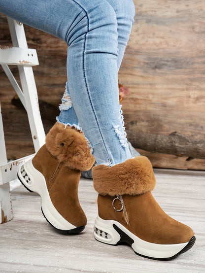 Women’s Platform Ankle Boots – Plush Lined Winter Zip Shoes