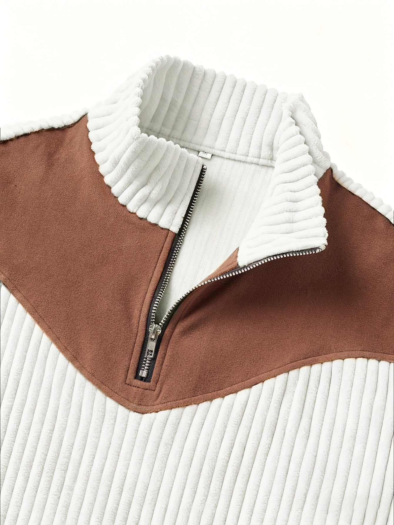 Jersey retro de cuello alto y media cremallera para hombre – Cálido y de canalé