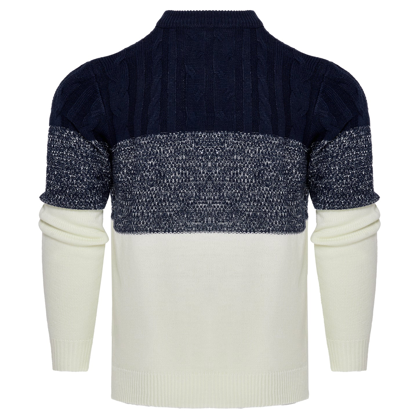 Men’s Color Block Cable Knit Sweater – Long Sleeve Pullover
