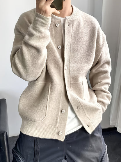 Cárdigan de punto grueso para hombre – Chaqueta de punto cálida con botones