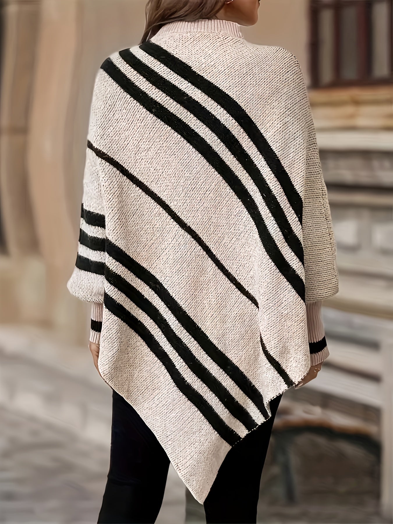 Suéter de murciélago a rayas para mujer – Top de punto elegante para todas las estaciones