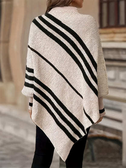 Suéter de murciélago a rayas para mujer – Top de punto elegante para todas las estaciones