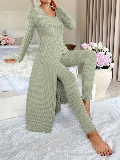 Ensemble deux pièces à carreaux – Haut à manches longues et pantalon assorti pour toutes les saisons