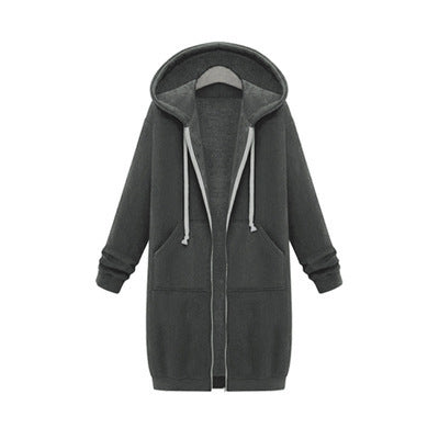 Chaqueta polar con capucha para mujer Loom & Soul – Abrigo largo con cremallera y forro suave, ropa de abrigo casual y cálida