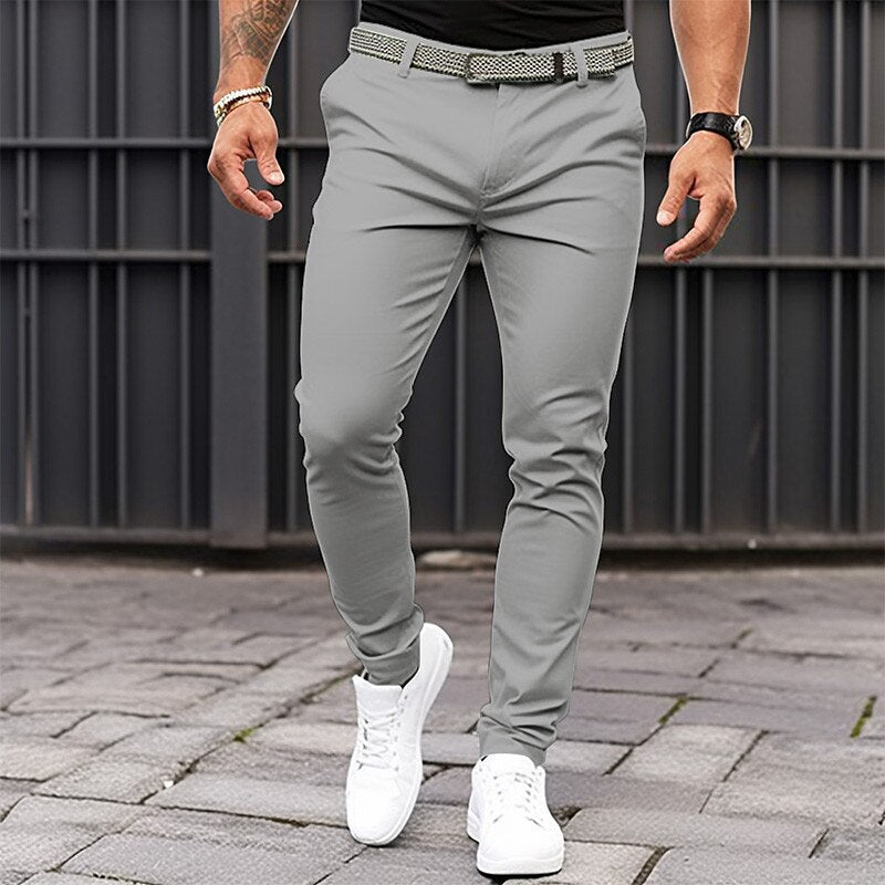Pantalones de vestir elásticos de corte entallado para hombre
