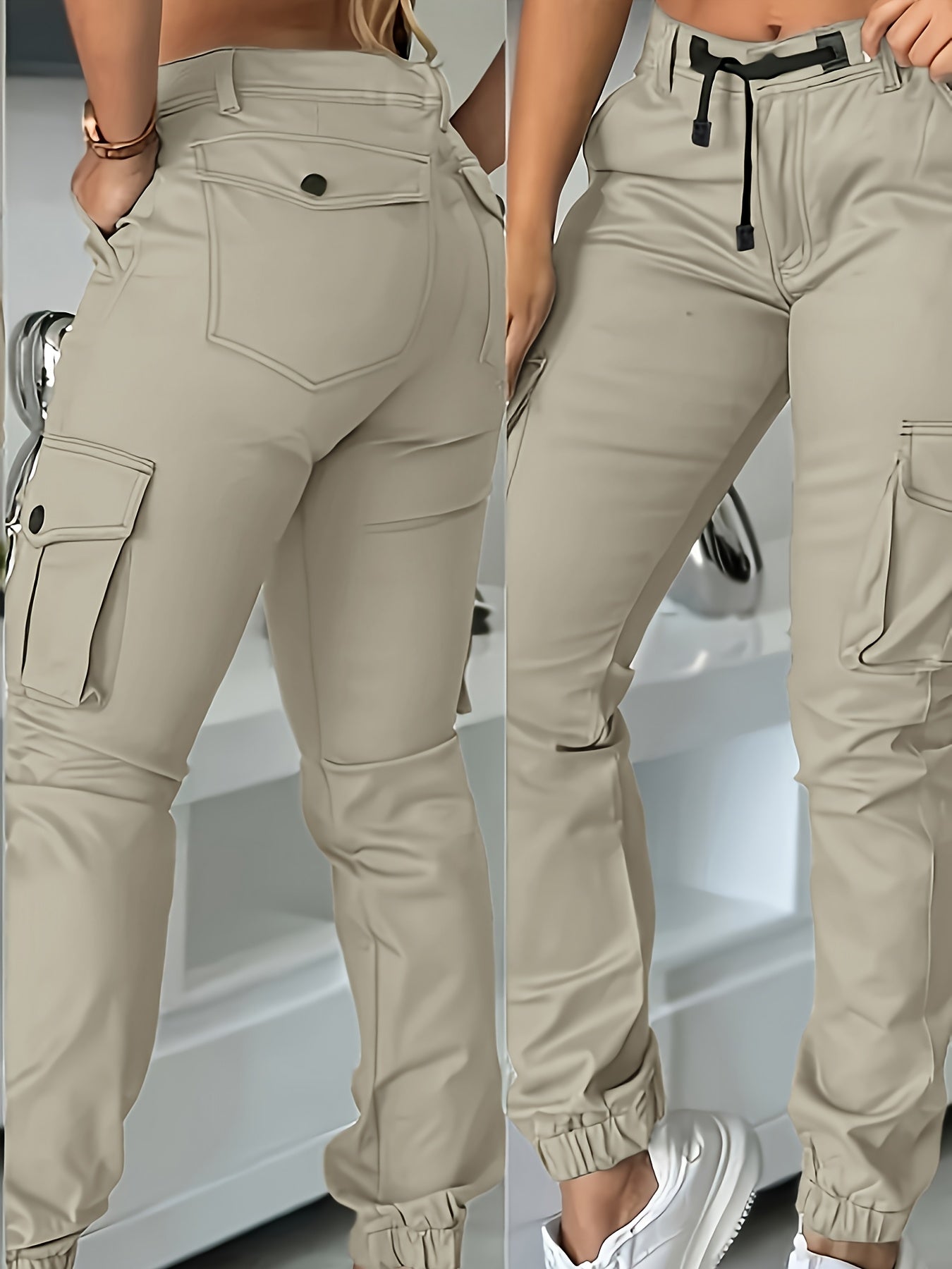 Pantalones cargo de mujer de cintura alta – Pantalones de trabajo elegantes para todas las estaciones