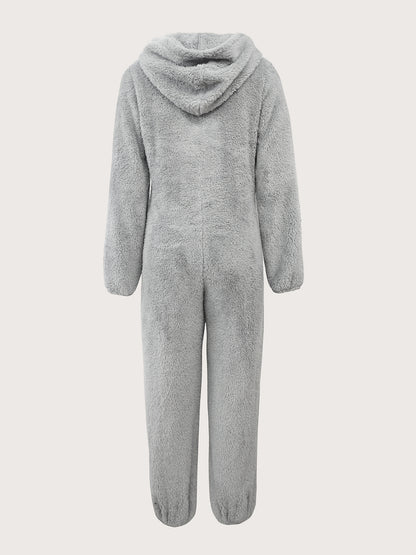 Mono con capucha y cremallera de peluche – Para mujer, cálido y cómodo para otoño/invierno