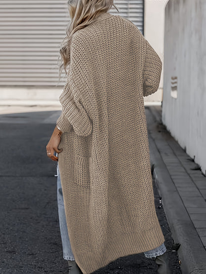 Elegante cárdigan acanalado con cuello en V profundo – Suéter de punto de otoño/invierno para mujer