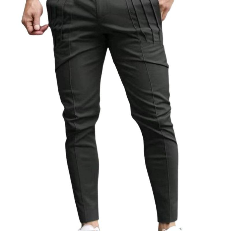 Pantalones de Vestir Cortos Ajustados para Hombre – Cintura Elástica Informal con Forro Polar