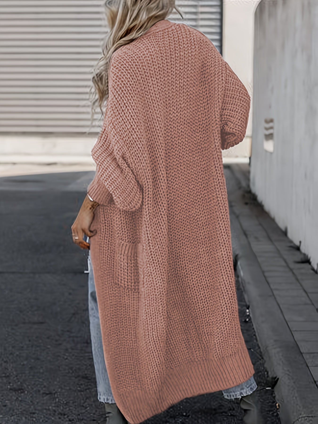 Elegante cárdigan acanalado con cuello en V profundo – Suéter de punto de otoño/invierno para mujer